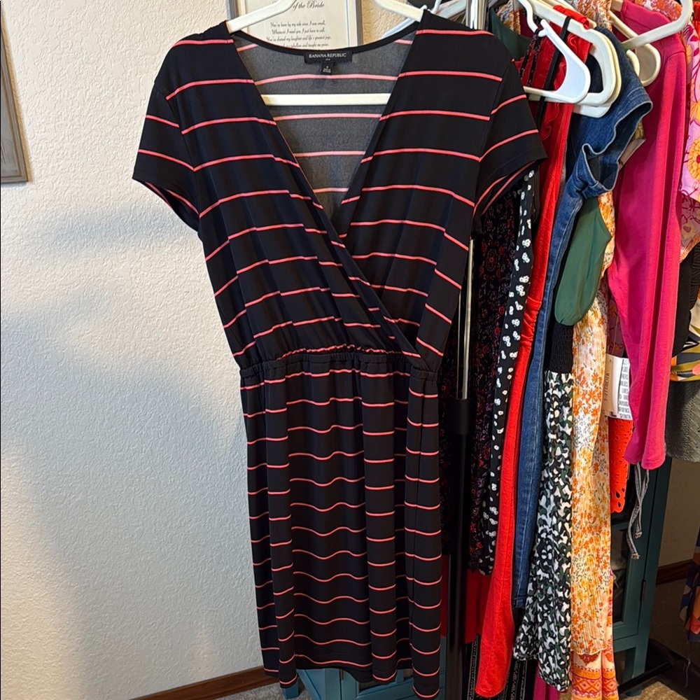 Banana Republic Black and Pink Striped Dress. Size S